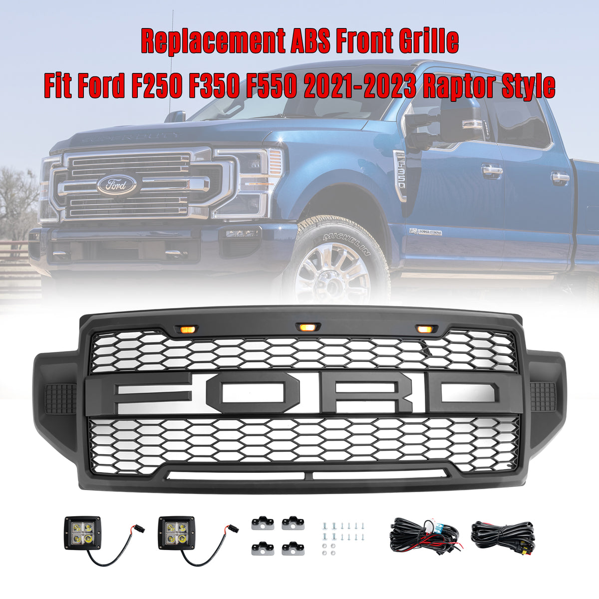 Ford 20212022 F250 F350 F550 Super Duty Raptor Style Front Bumper Gri