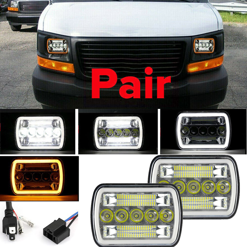 Par de faros LED de 7x6 para camioneta de carga Chevy Express 1500 2500  3500 4x4