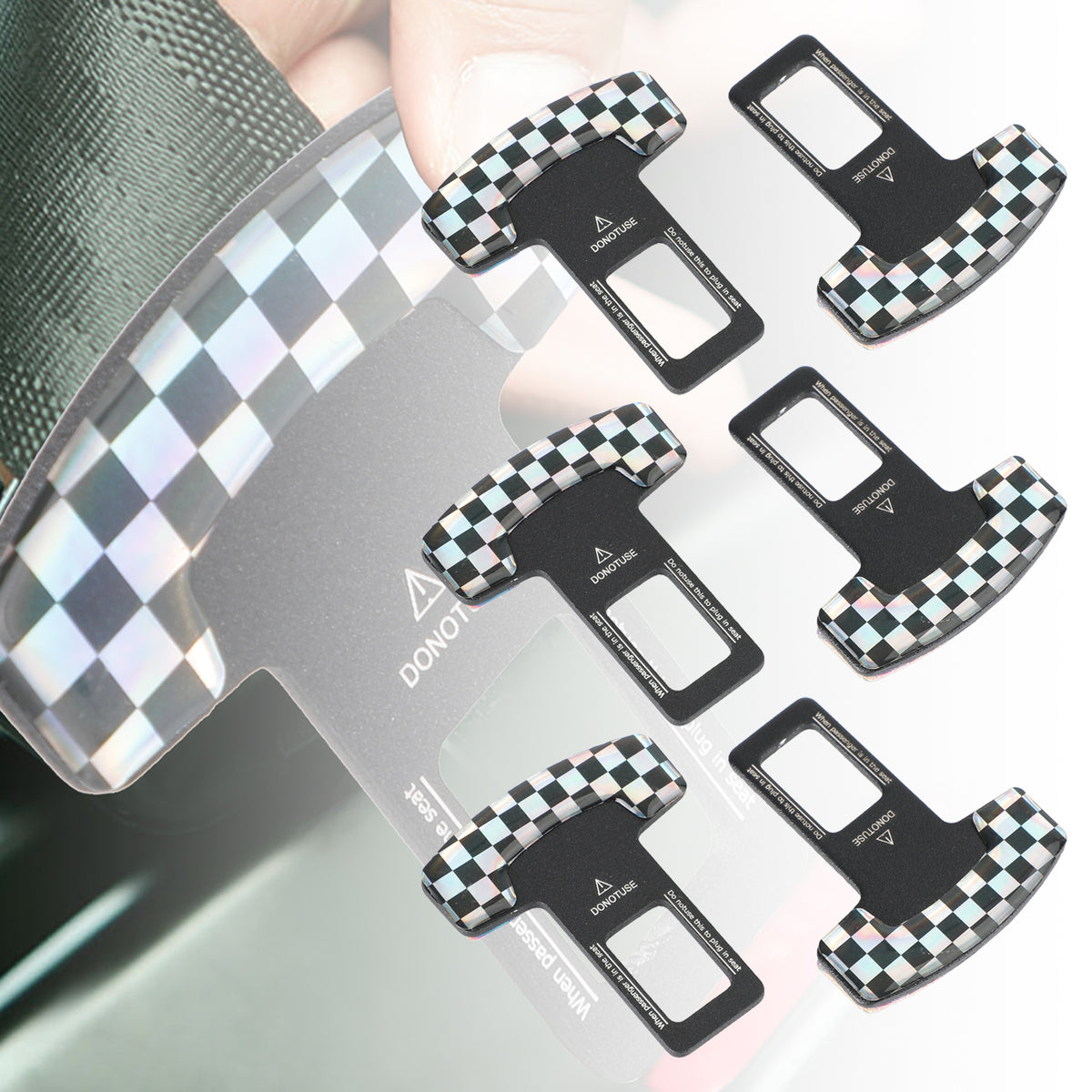6PCS Car Safety Seat Belt Buckle Universal Carbon Fiber Car Alarm Stop