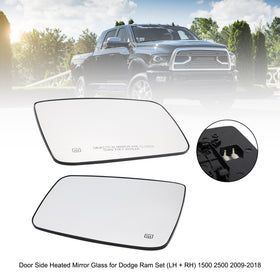 2009-2018 Dodge Ram 1500 2500 Left Right Side Door Side Heated Mirror Glass Generic