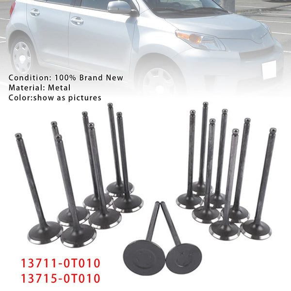 16PCS Exhaust Intake Valve Kit For Scion Toyota L4 1.8L DOHC 2ZR-FE 2008-2015