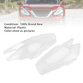 Left+Right Front Headlight Clear Lens Cover For Nissan Murano 2015-2018