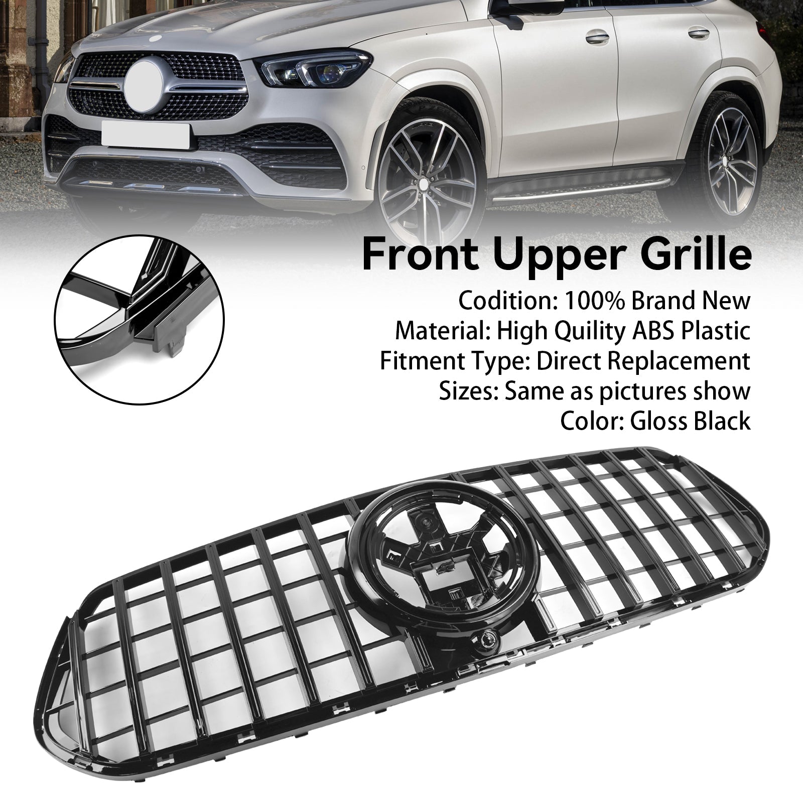 2020-2023 Mercedes-Benz GLE Coupe C167 Pre-Facelift Gloss Black Front Grill