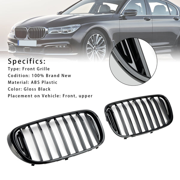 2015.7-2019.1 BMW 7 Series G11 Long-Wheel Base Pre-Facelift Gloss Black Front Kidney Grille Generic