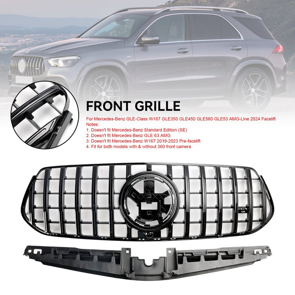 2024 Mercedes-Benz GLE-Class W167 GLE350 GLE450 GLE580 GLE53 AMG-Line Front Bumper Grill Grille