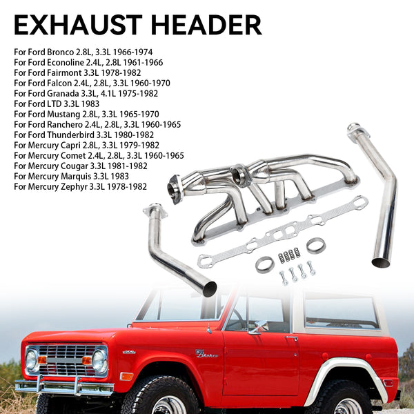 1960-1965 Ford Ranchero 2.4L, 2.8L, 3.3L roestvrijstalen uitlaatkoppen passen op Ford Mustang Generic