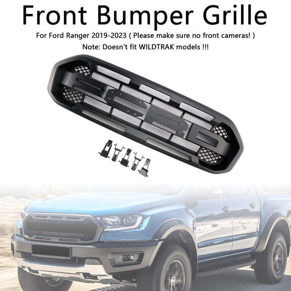2019-2023 Ford Ranger No Front-kameraer Black Raptor Style Front Bumper Grille Grill Generic