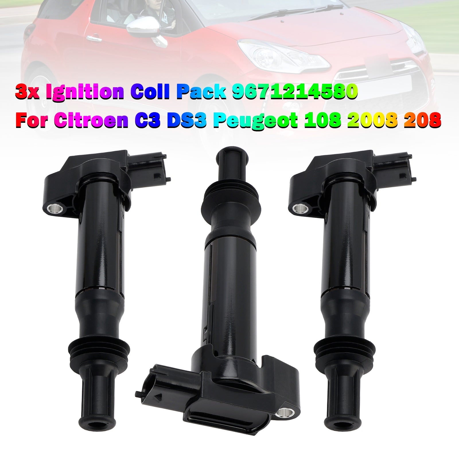 3x Tændspolepakke 9671214580 Til Citroen C3 DS3 Peugeot 108 2008 208