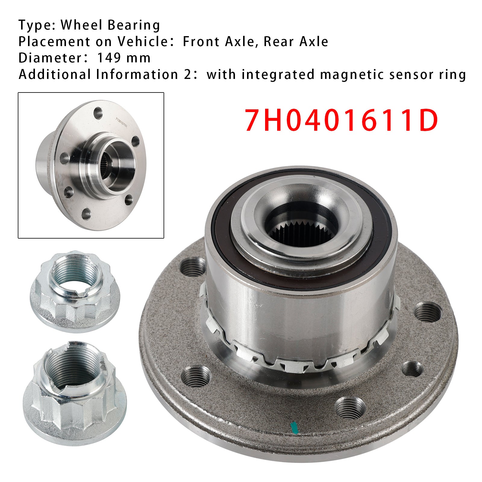 Hjullagersett 7H0401611D For VW TRANSPORTER MK5 MK6 2.0D 2009+
