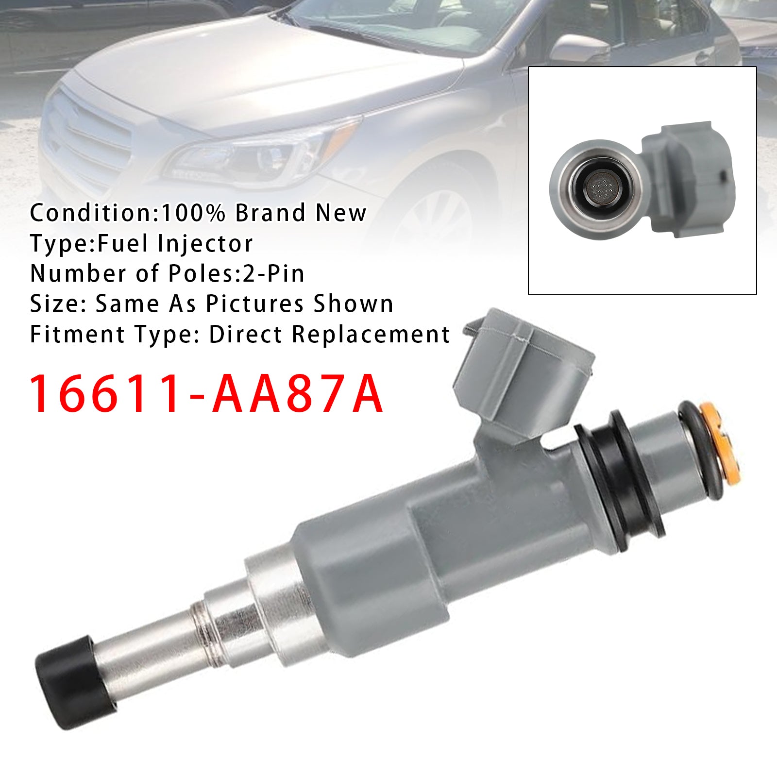 1 stk drivstoffinjektor for Subaru Legacy Outback 2,5L H4 2015-2017 16611-AA87A
