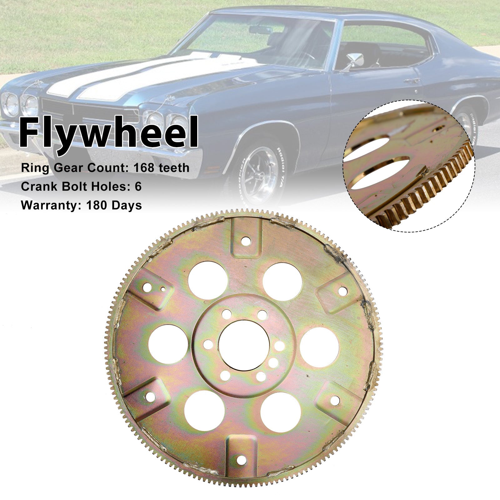 Plaque flexible en acier à 168 dents 1845400, pour Chevy 454 1970-1990, Zinc blanc externe