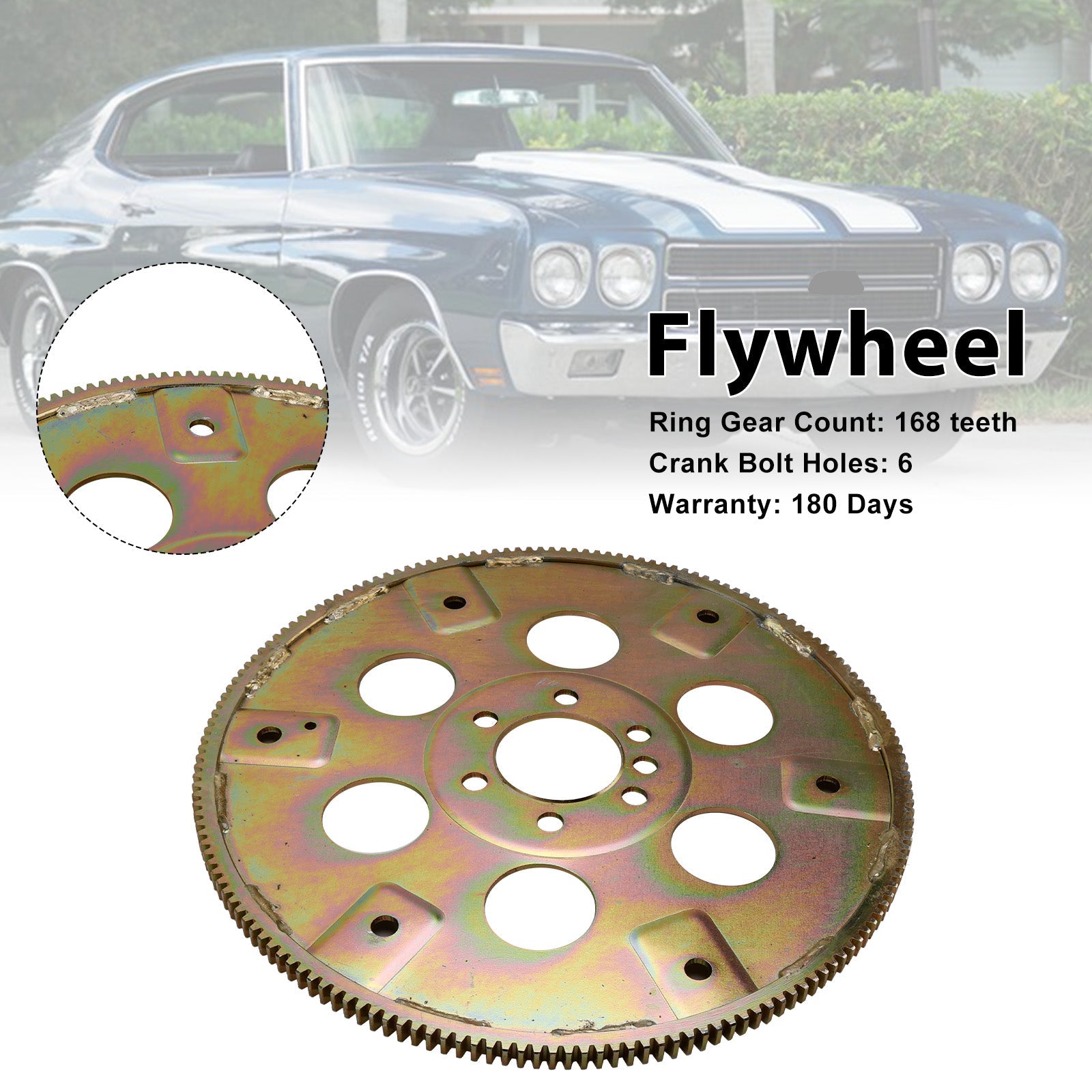 Plaque flexible en acier à 168 dents 1845400, pour Chevy 454 1970-1990, Zinc blanc externe