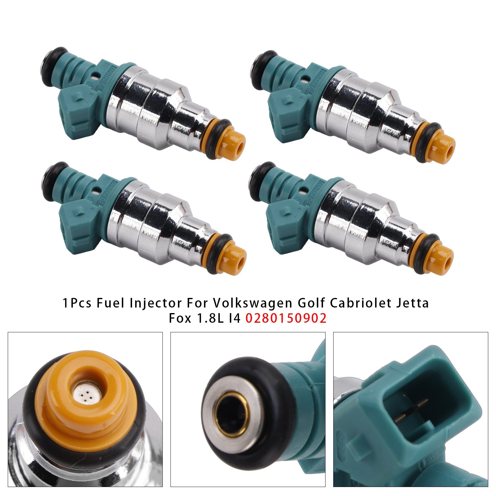 4 pezzi iniettore di carburante per Volkswagen Golf Cabriolet Jetta Fox 1.8L I4 0280150902