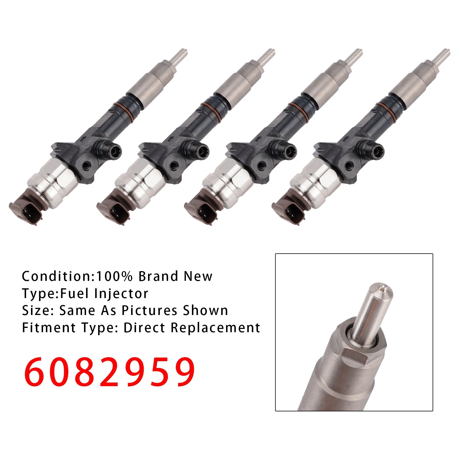 4 Uds inyector de combustible para Caterpillar CAT C3.3B 257D 277D 287D 259D 289D 6082959