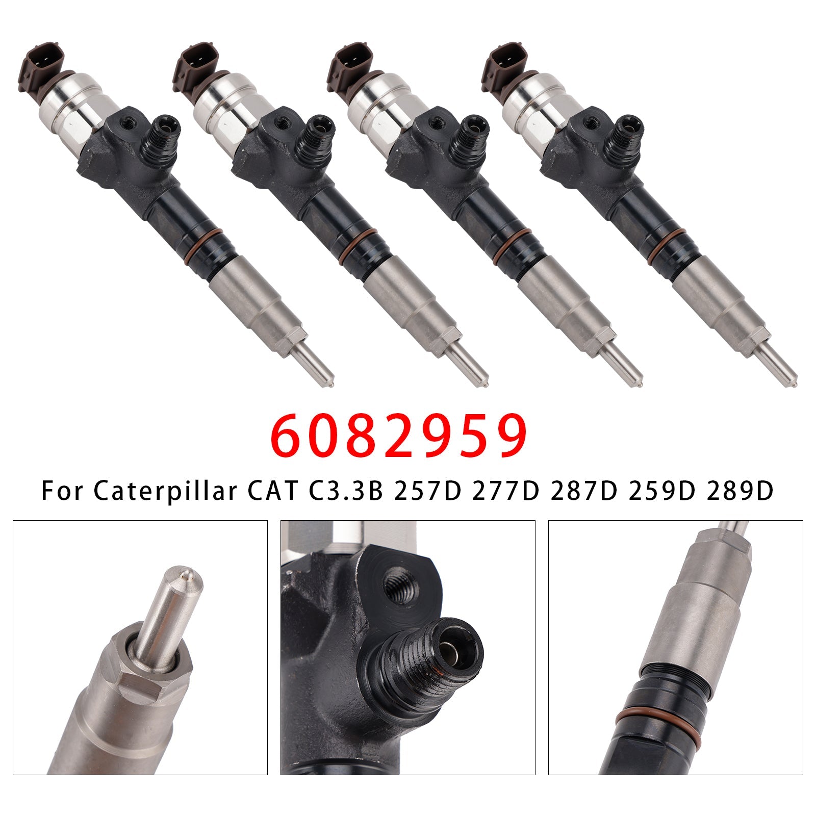 4 Uds inyector de combustible para Caterpillar CAT C3.3B 257D 277D 287D 259D 289D 6082959