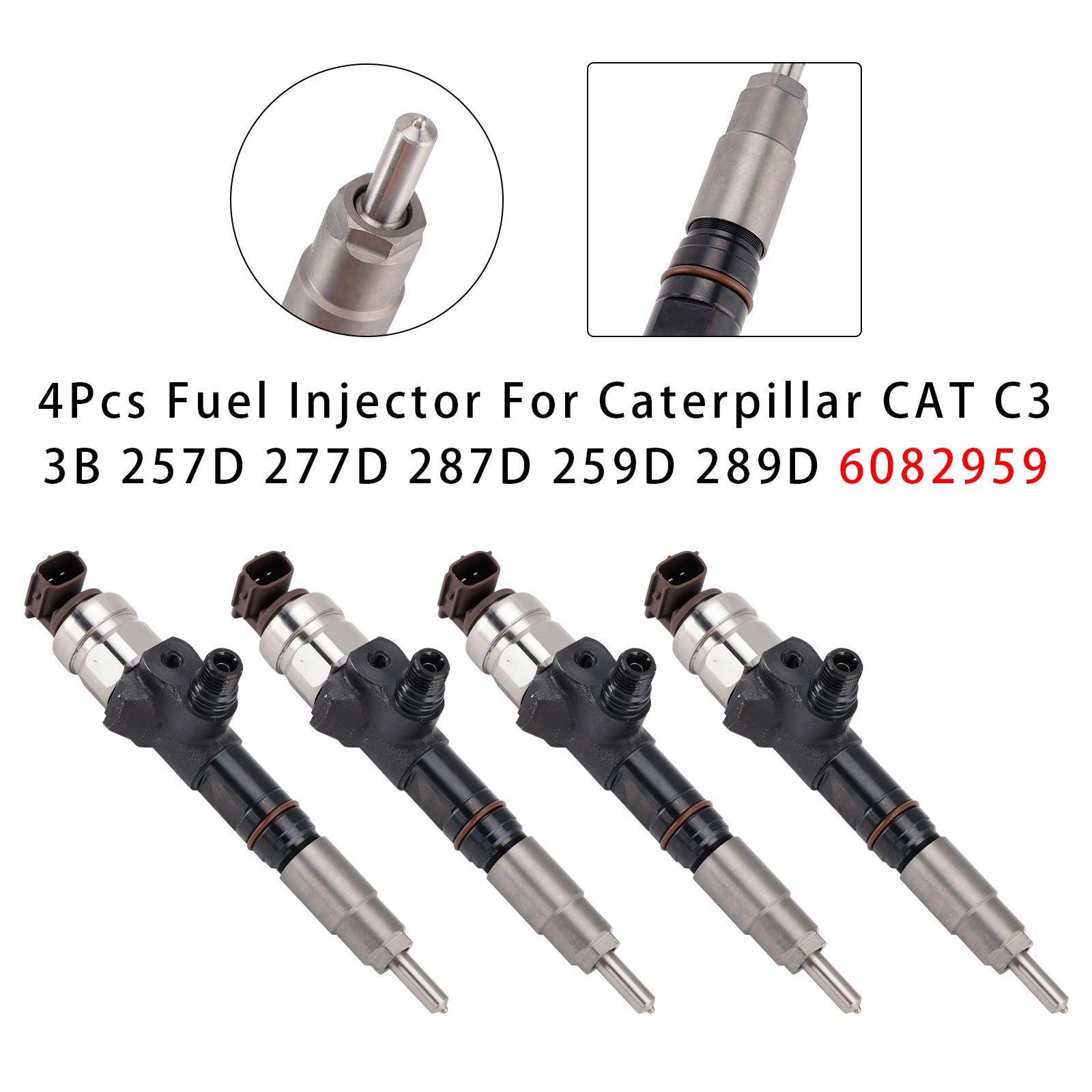 4 Uds inyector de combustible para Caterpillar CAT C3.3B 257D 277D 287D 259D 289D 6082959