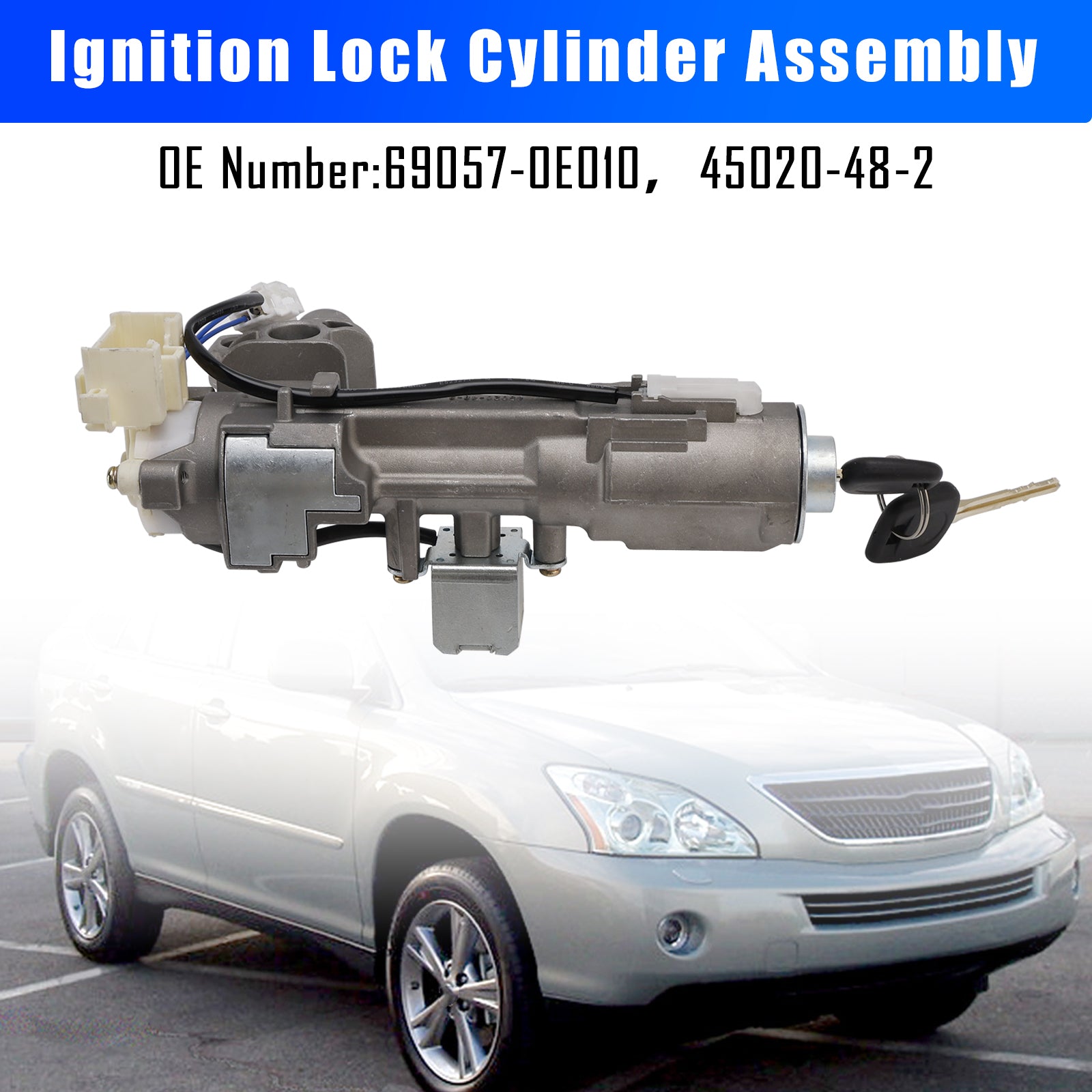 Ignition Lock Cylinder Assembly 2 Keys 69057-0E010 For RX330 RX350 RX400H 04-09