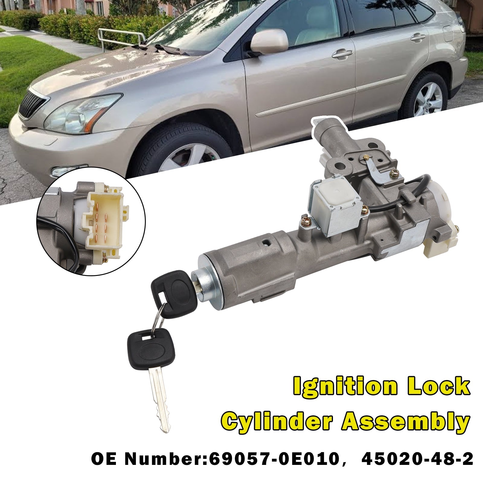 Ignition Lock Cylinder Assembly 2 Keys 69057-0E010 For RX330 RX350 RX400H 04-09