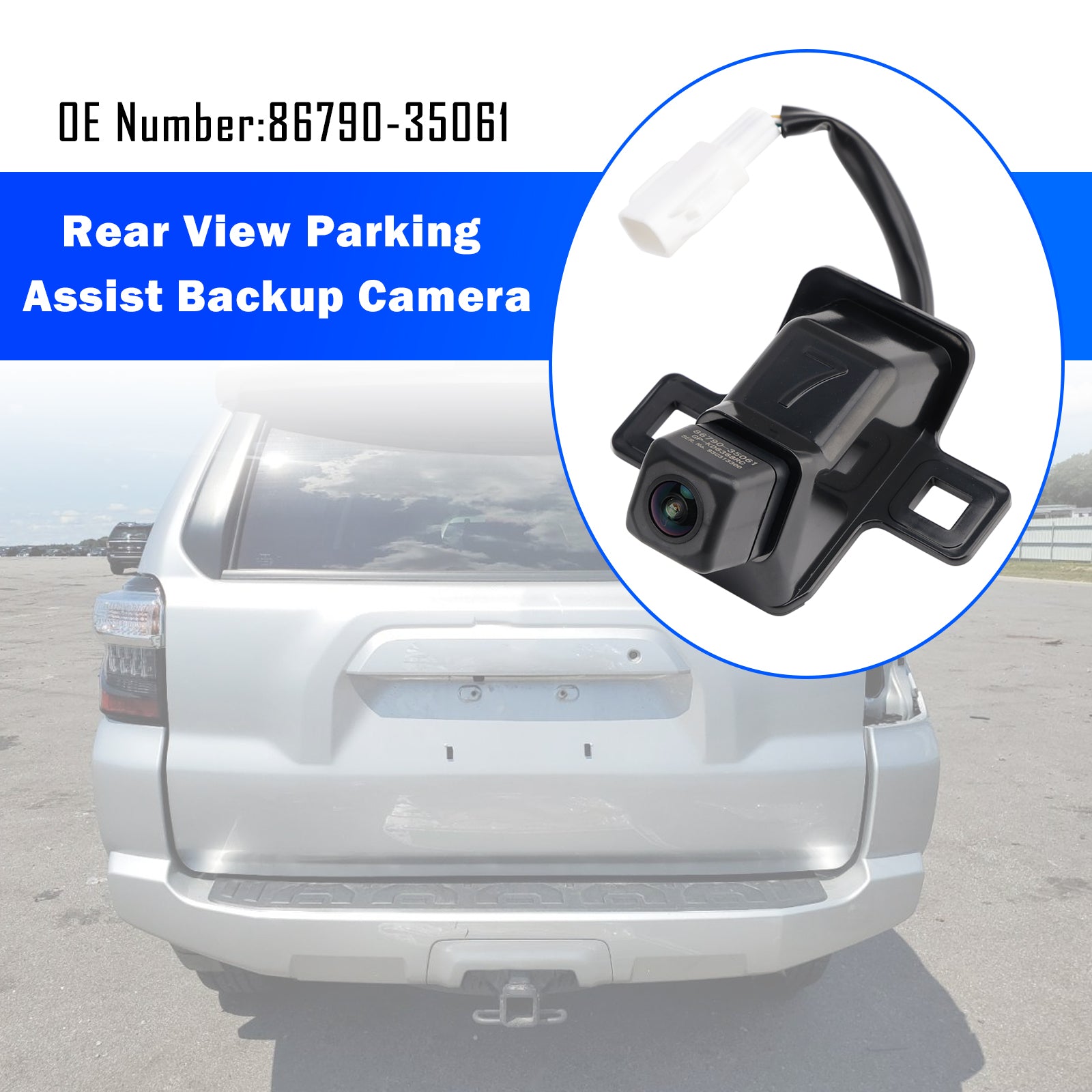 Câmera de backup de assistência de estacionamento com vista traseira 86790-35061 para Toyota 4Runner 2014-2024