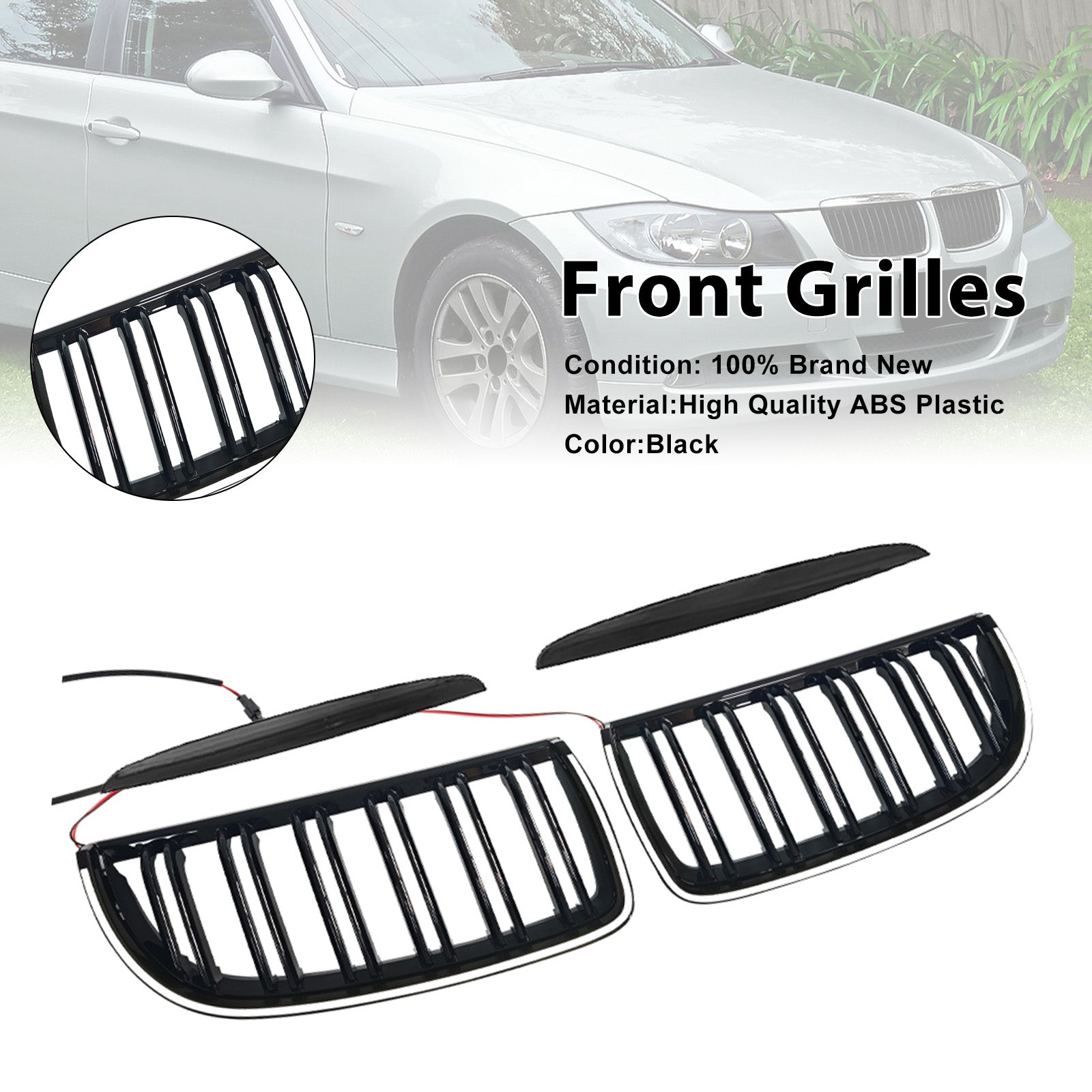 2004-2007 BMW E90 Sedan Wagon 320i foran nyre dobbel lamellgitter svart