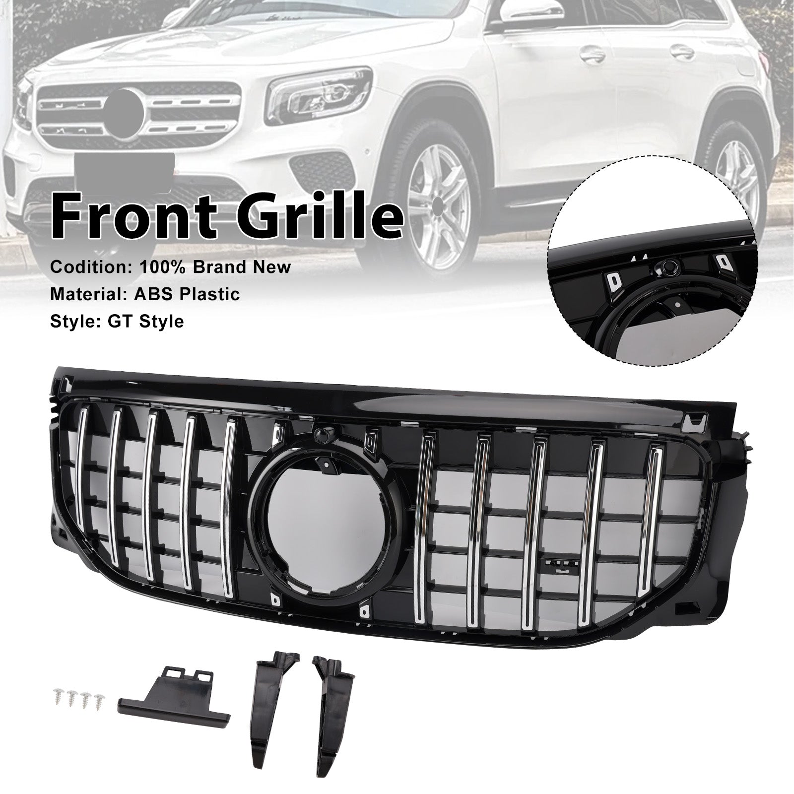 Grade dianteira cromada + preta para Mercedes Benz GLB X247 GLB200 GLB250 2024+