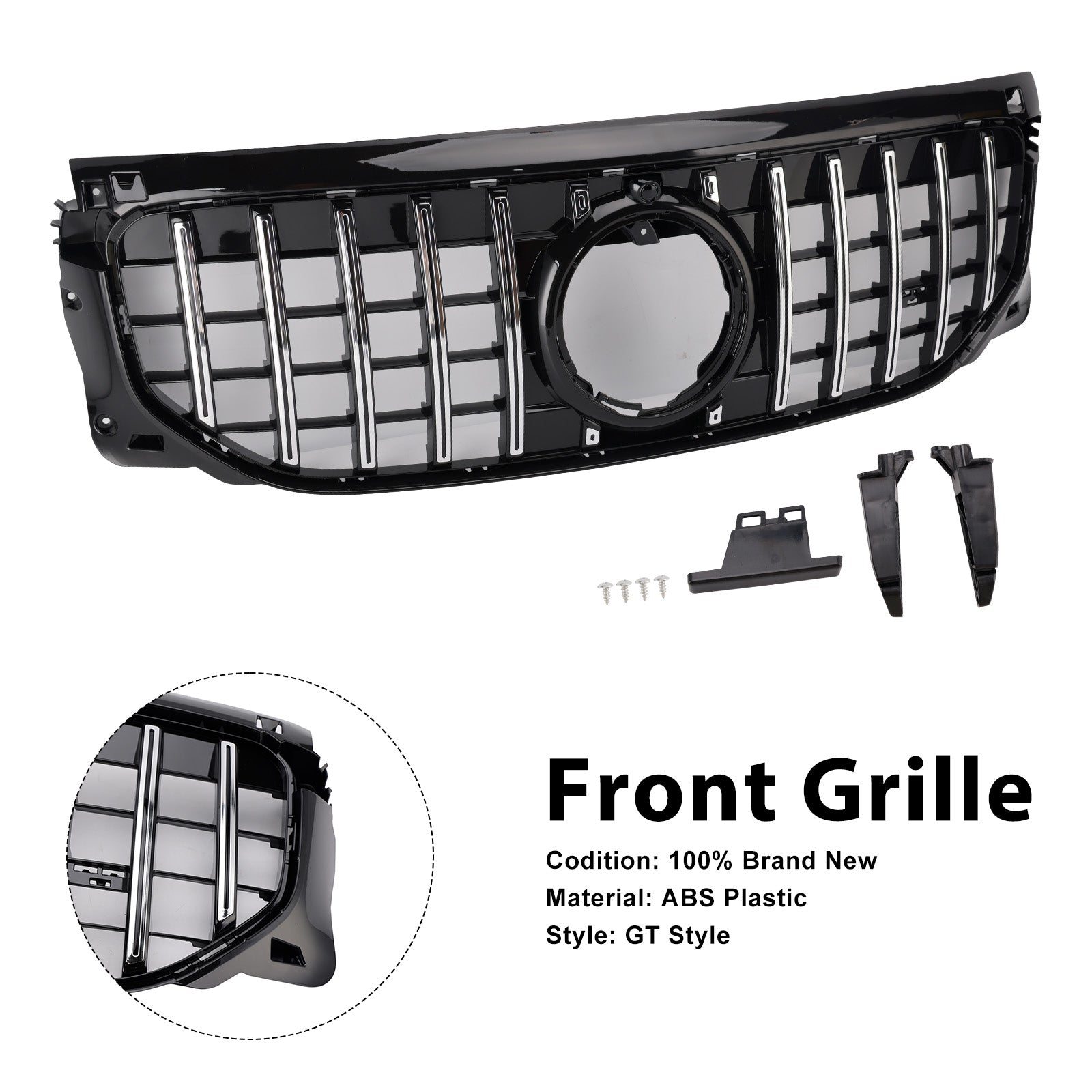 Grade dianteira cromada + preta para Mercedes Benz GLB X247 GLB200 GLB250 2024+