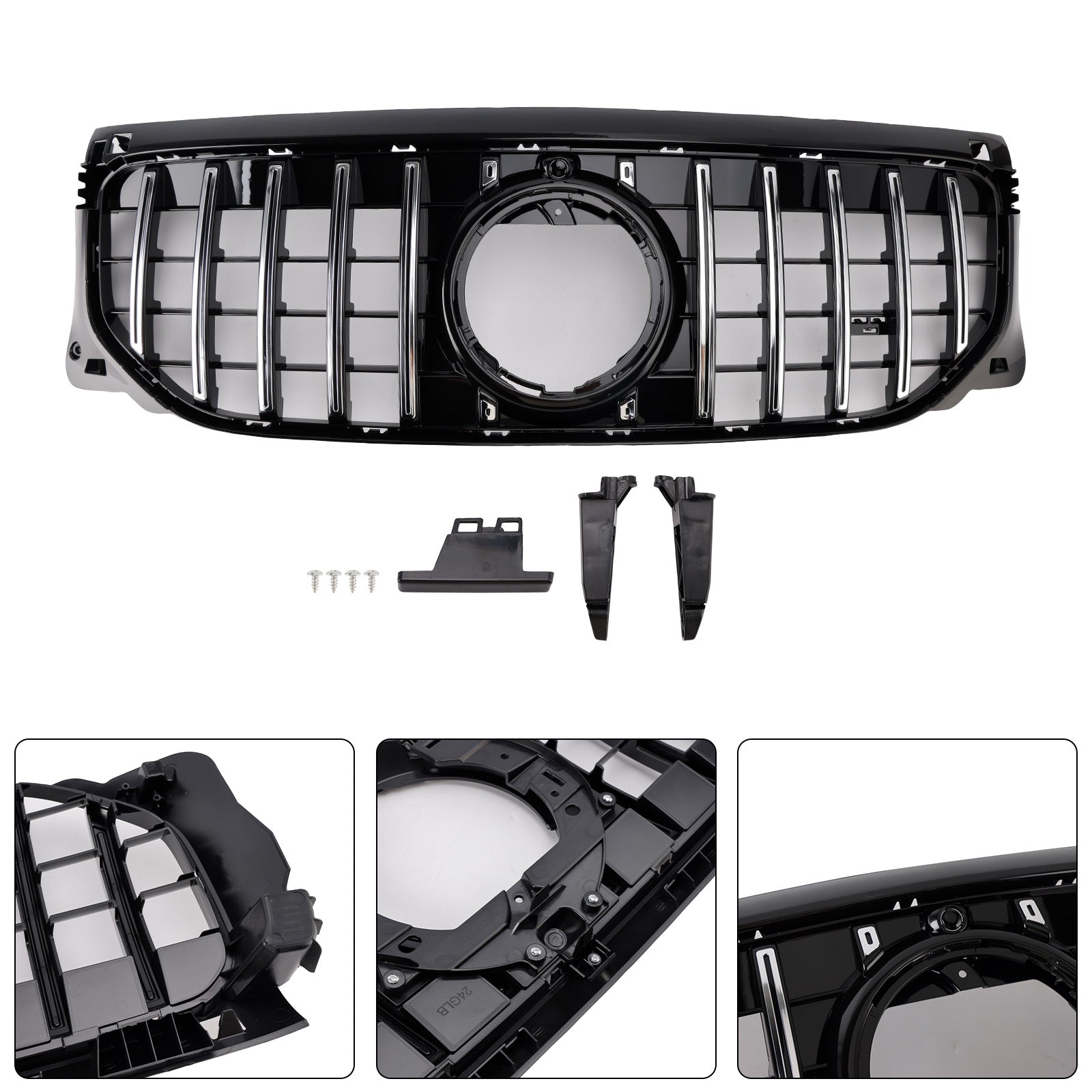 Grade dianteira cromada + preta para Mercedes Benz GLB X247 GLB200 GLB250 2024+