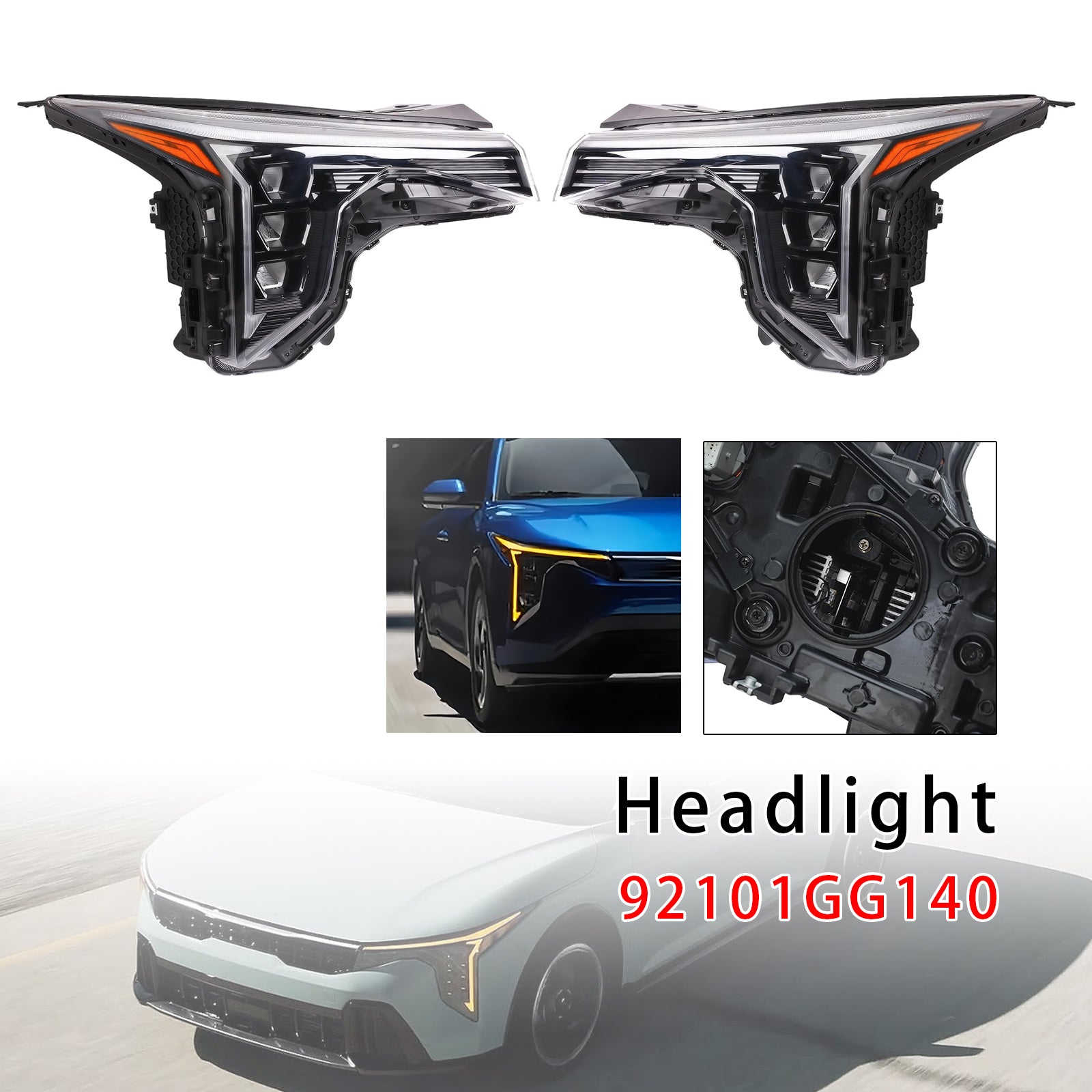 LED Vänster+Höger Strålkastare 92101GG140 92102GG140 För KIA K4 2024-2025