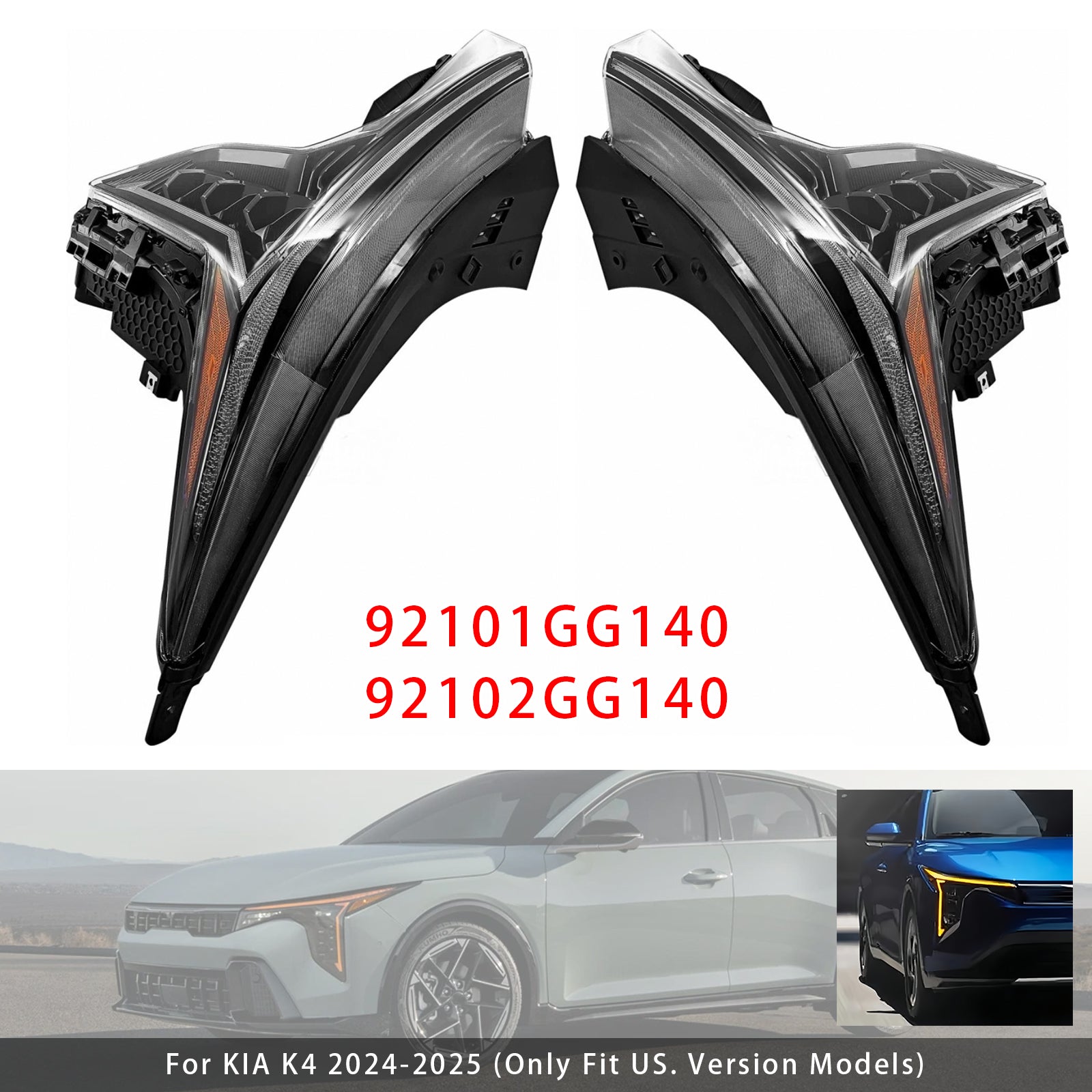 LED Vänster+Höger Strålkastare 92101GG140 92102GG140 För KIA K4 2024-2025