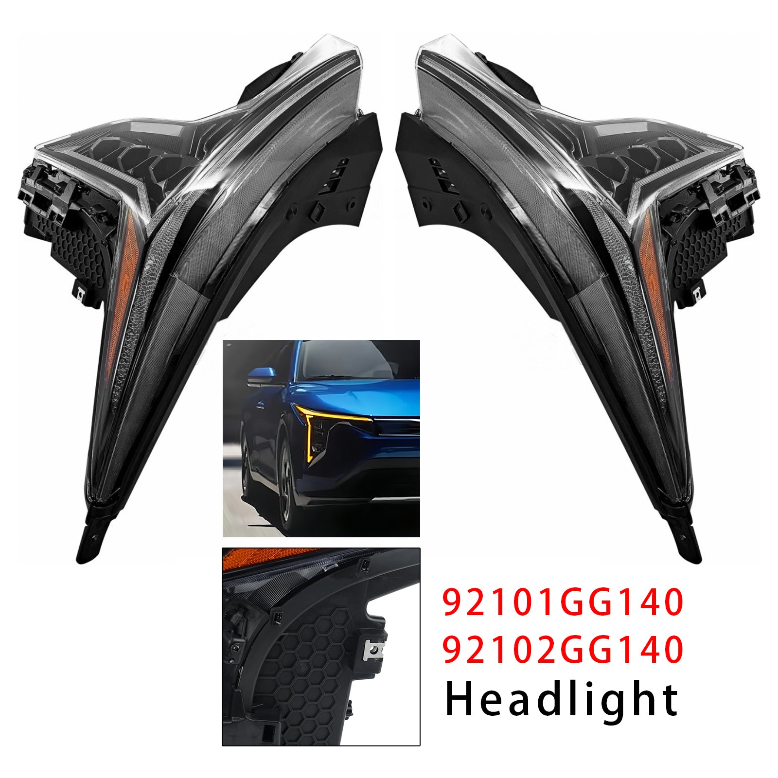 LED Vänster+Höger Strålkastare 92101GG140 92102GG140 För KIA K4 2024-2025