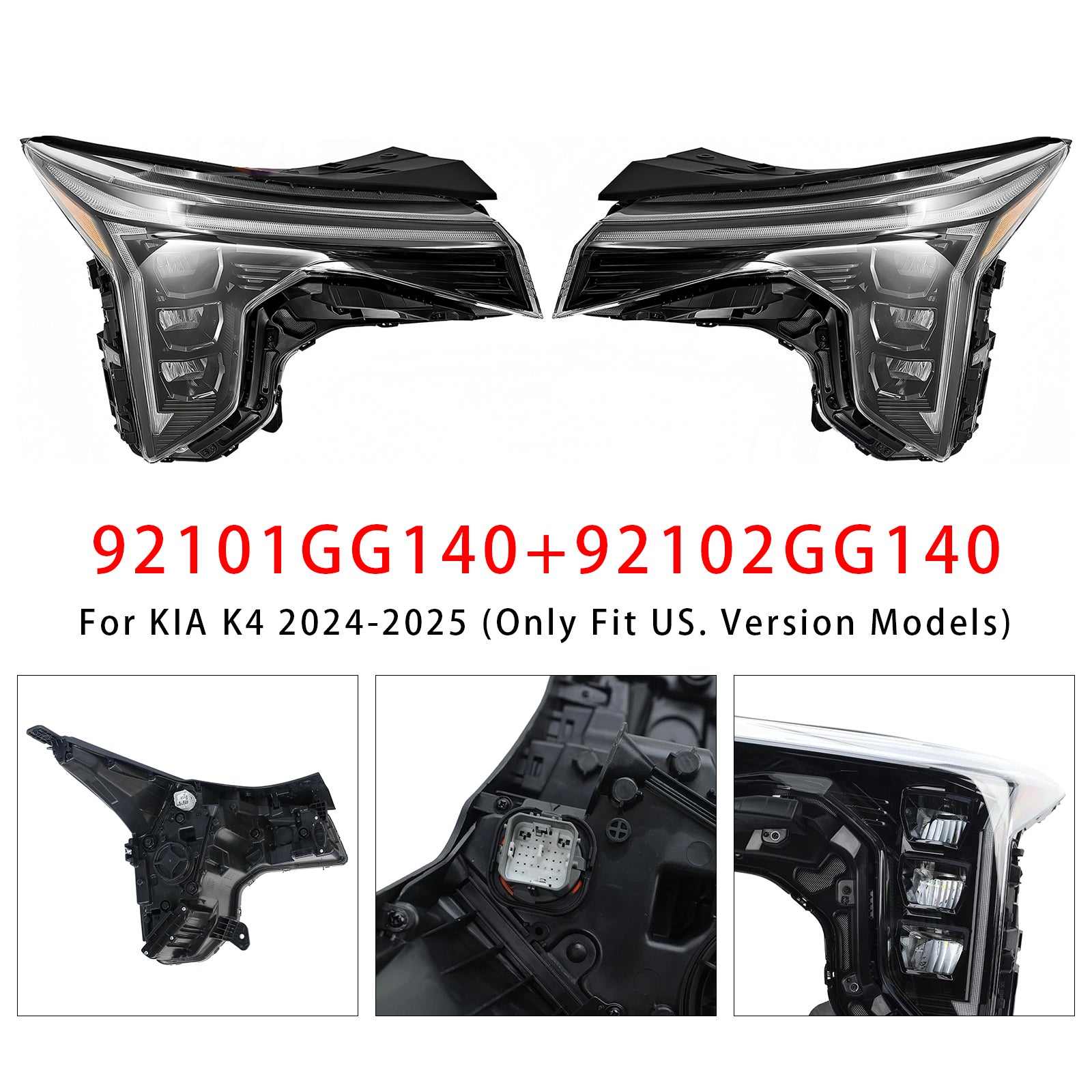 LED Vänster+Höger Strålkastare 92101GG140 92102GG140 För KIA K4 2024-2025