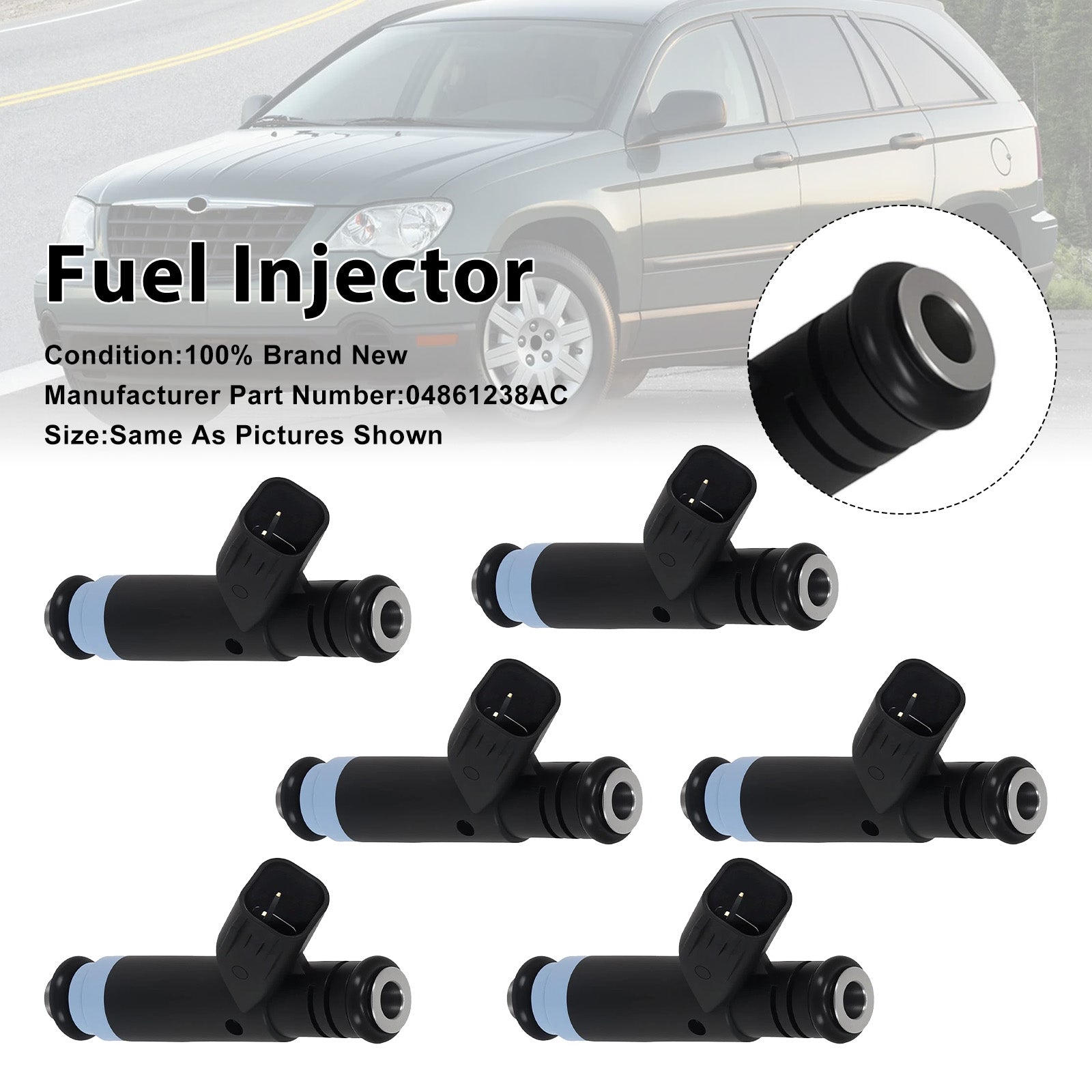 6 stk drivstoffinjektor for Chrysler 05-08 for Dodge 3.8L V6 04861238AC