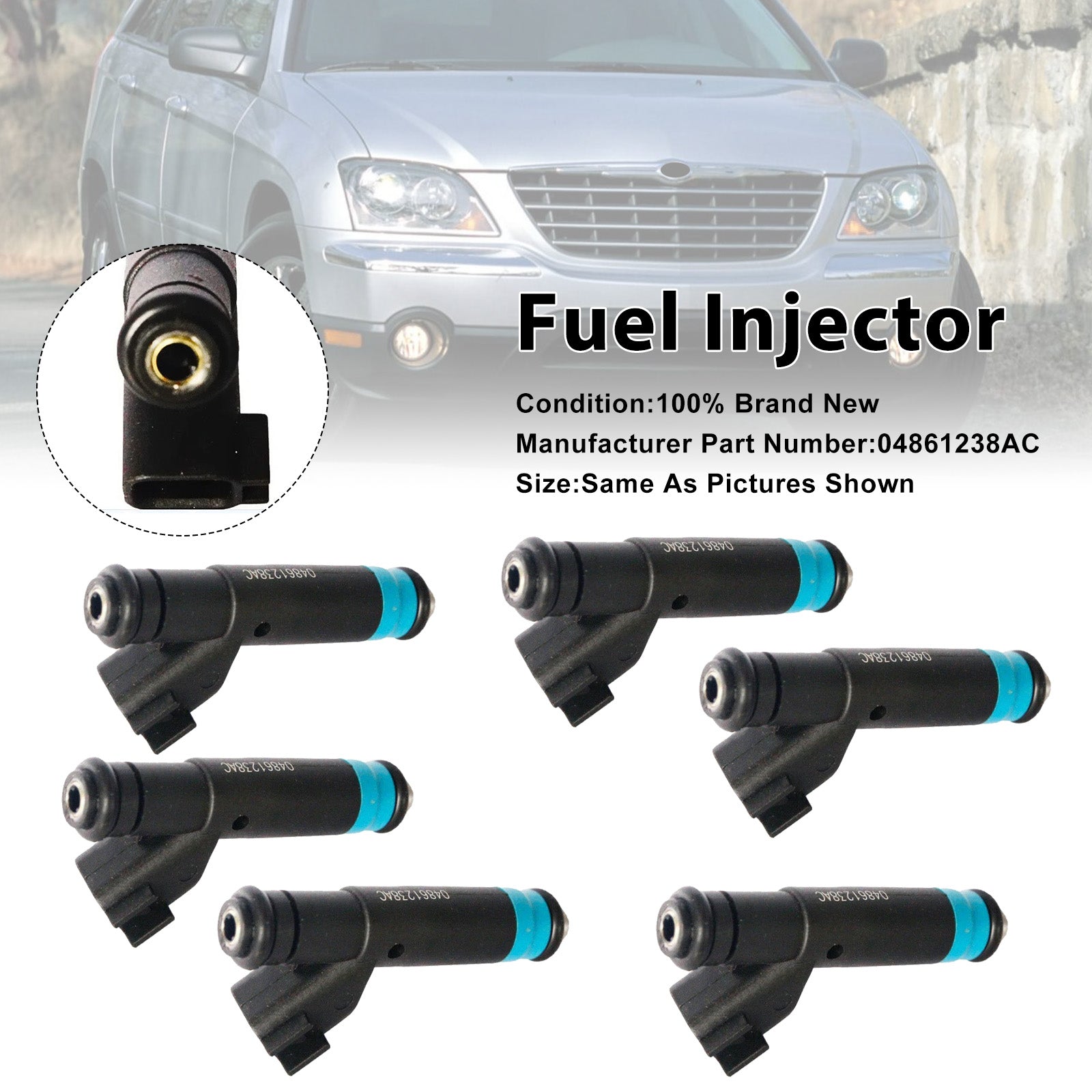 6 stk drivstoffinjektor for Chrysler 05-08 for Dodge 3.8L V6 04861238AC