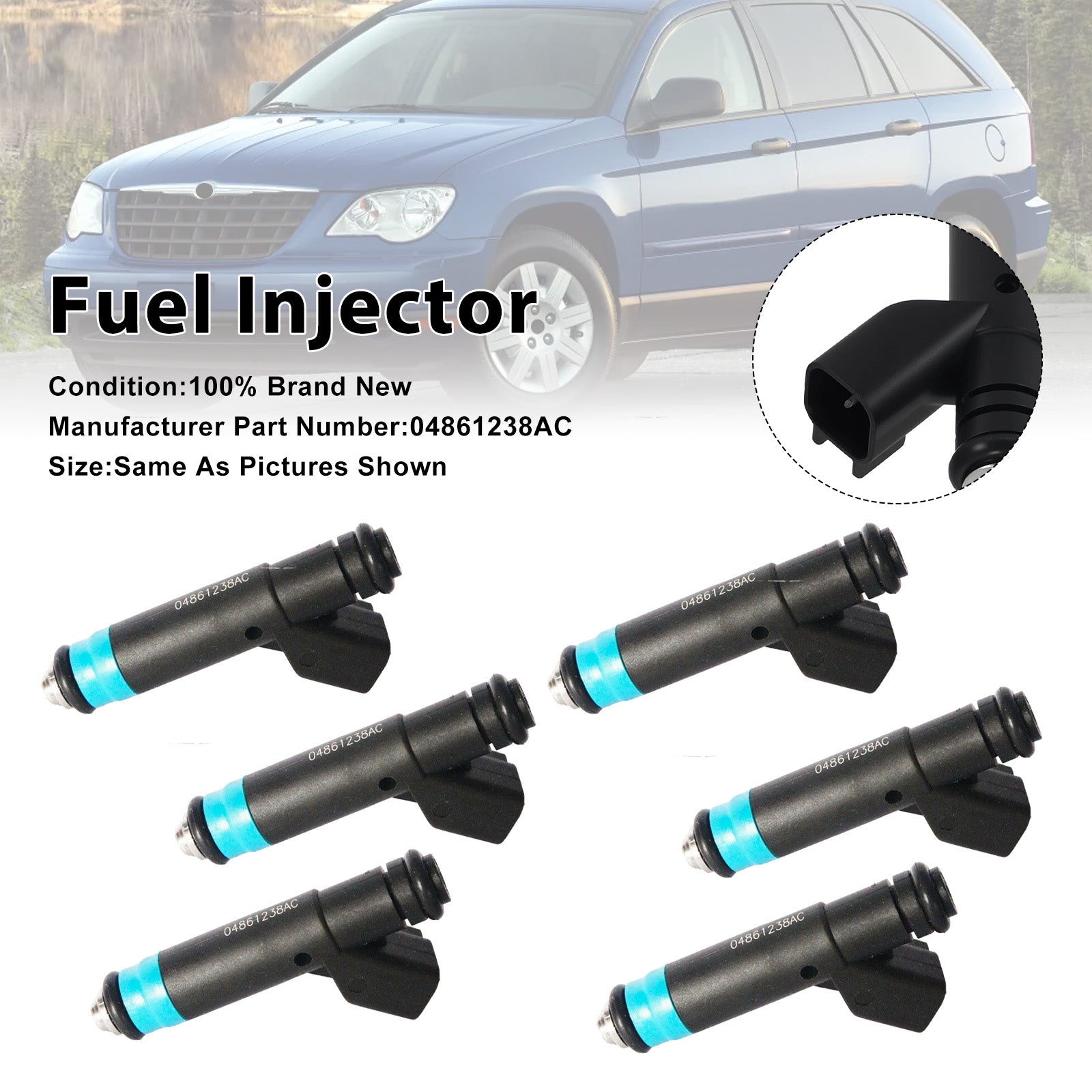 6 stk drivstoffinjektor for Chrysler 05-08 for Dodge 3.8L V6 04861238AC
