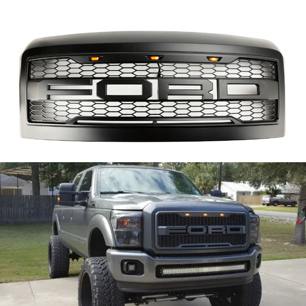 フォード F250 F350 2008-2010 スーパーデューティ フロント バンパー グリル グリル ライト付き 汎用