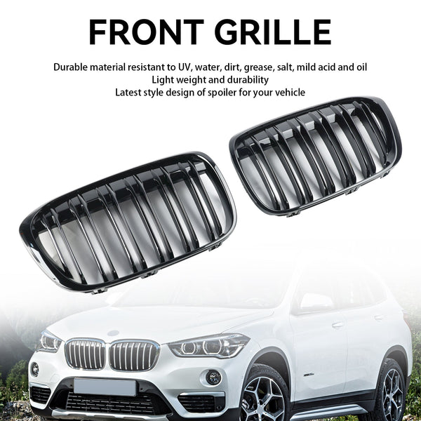 2016-2018 BMW X1 F48 F49 2 pièces grille de calandre avant noir brillant générique