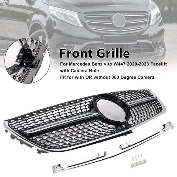 Chrome Front Bumper Grill Grille Fit Mercedes Vito W447 2014-2023 Diamond