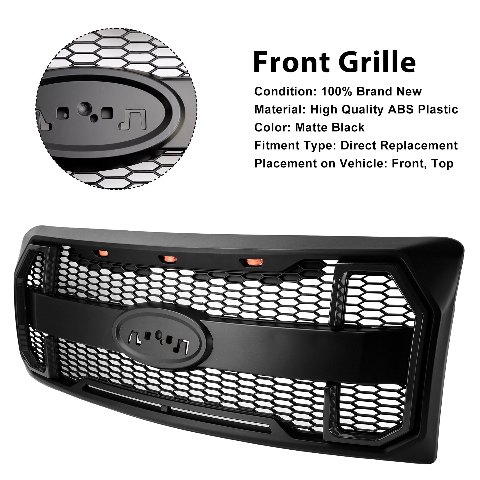 2009–2014 Ford F150 mattschwarzer Raptor-Stil Frontstoßstangengrill, generisch