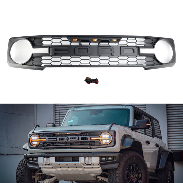 Ford Bronco 2021-2023 zwarte voorbumpergrille, grill met LED, algemeen