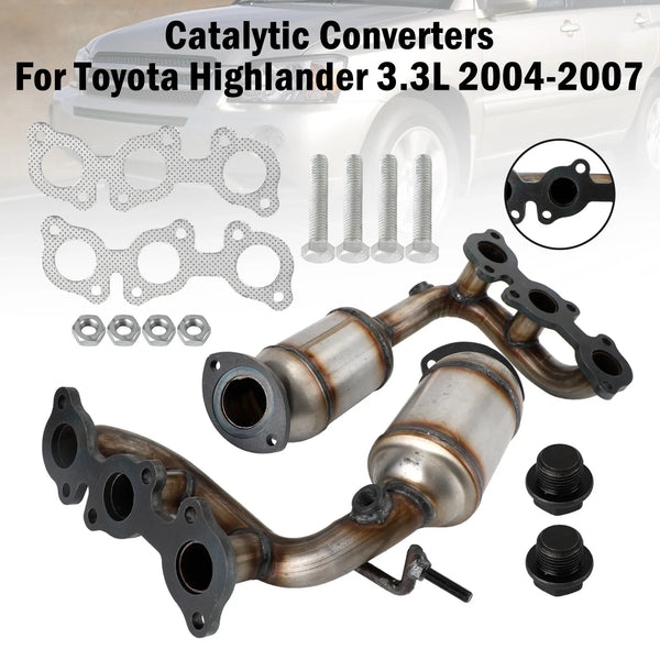 2004–2007 Toyota Highlander 3,3 l Verteilerbank 1 und Bank 2 Katalysatoren generisch