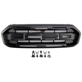 2019-2023 Ford Ranger s LED světlem bez předních kamer černého dravkového stylu přední nárazník Grill Grille Generic