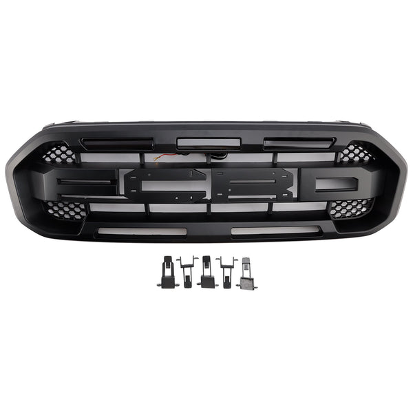 2019-2023 Ford Ranger med LED-lys ingen frontkameraer svart raptor stil fremre støtfanger grillgitter generisk