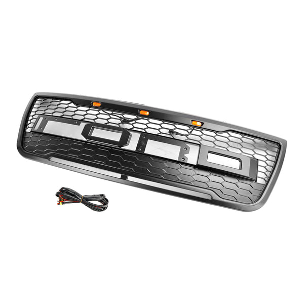 Vorderer oberer Stoßstangengrill, passend für Ford Explorer 2012–2015, mit grauen Lichtern