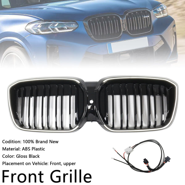 2022-2024 BMW IX3 G08 LCI DOBBEL LAVER GLOSS SVART FRONT NYRET GRILL GRILLER Generisk