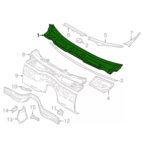 2008-2015 BMW X1 E84 WIRESSILD WIPER VENTIVOST COWL GRILLE PANEL 51712990023