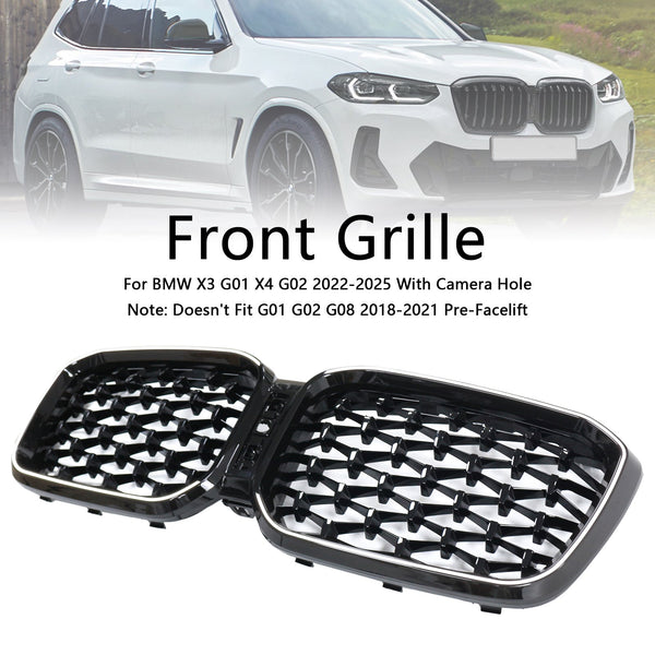 2022-2025 BMW X3 G01 X4 G02 Diamantová lesklá černá přední nárazník ledviny Generic