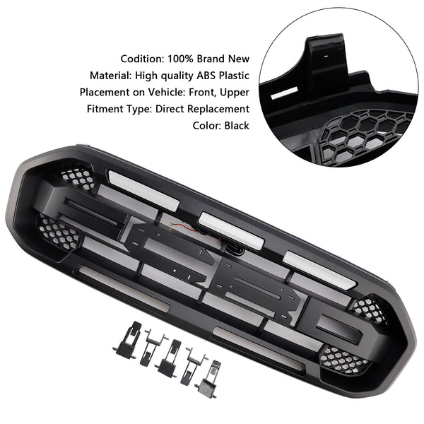 2019-2023 Ford Ranger med LED-lys ingen frontkameraer svart raptor stil fremre støtfanger grillgitter generisk