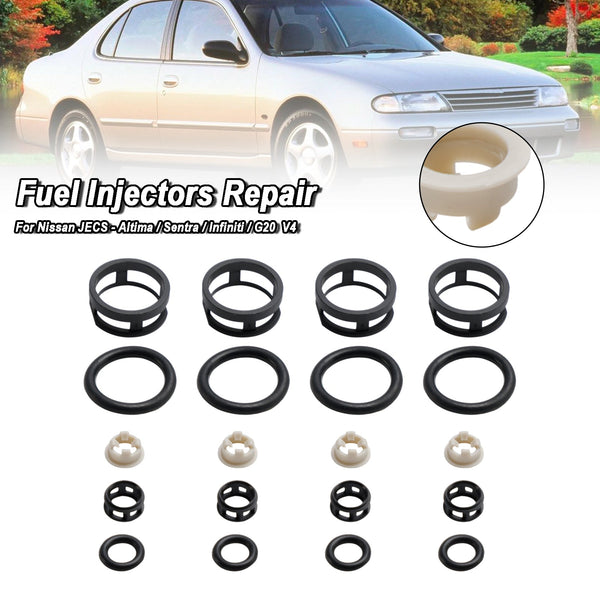 Nissan JECS 4Pcs Side Feed Fuel Injector Repair Kit Filters Seals O-Rings Pintle Caps Generic