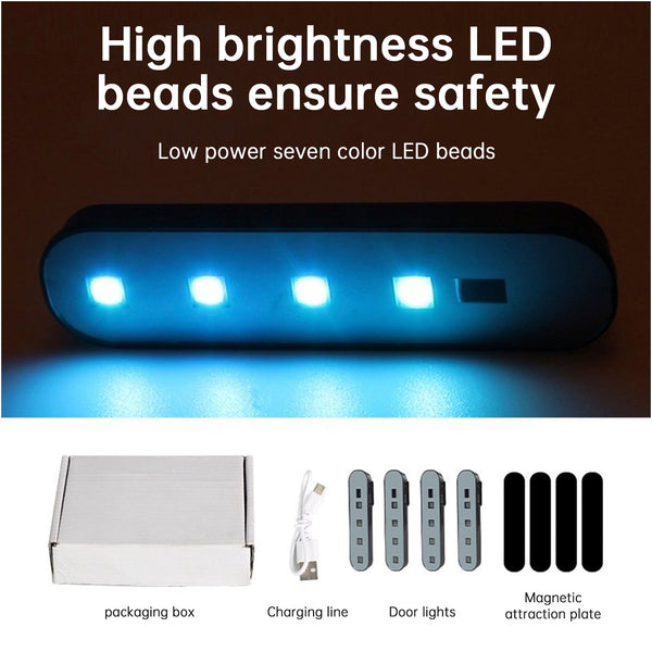 4Pcs Car Door Decoration Safety Light Warning Flashing Automatic Sensing Light