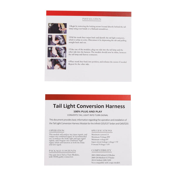 2008-2014 Infiniti G37 Sedan Dioda Dynamics Tail As Turn LED Modul DD3027 Generic